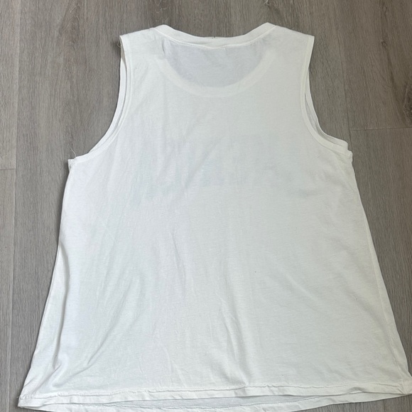 AMERICA White Sleeveless Top with Blue Print size small - Picture 6 of 7